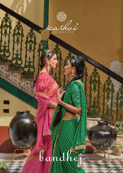 Bandhej By Kashvi fancy Foil Printed Saree Collection